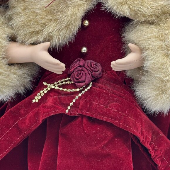 Vtg Telco Motionette Victorian Porcelain Doll 19" Christmas Animated EUC Video - Picture 7 of 13